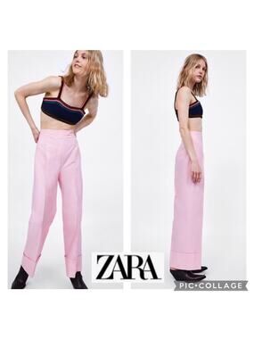 ZARA Trafaluc collection wide legged pink pants size XS